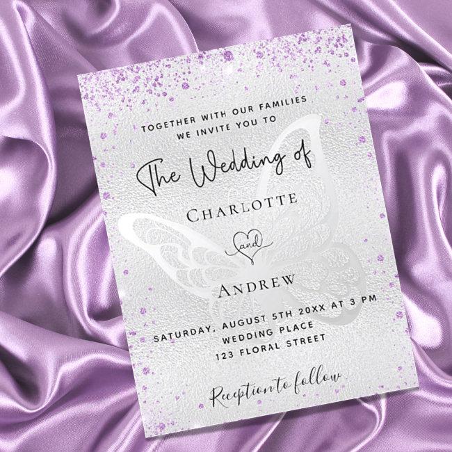 Silver Purple Butterfly Elegant Wedding