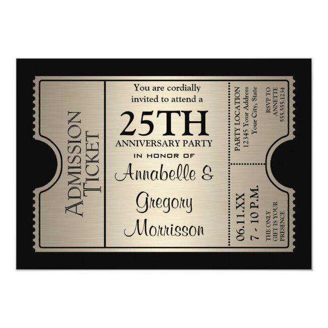 Silver Ticket Style 25th Wedding Anniversary Party