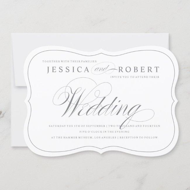 Silver & White Elegant Script Wedding