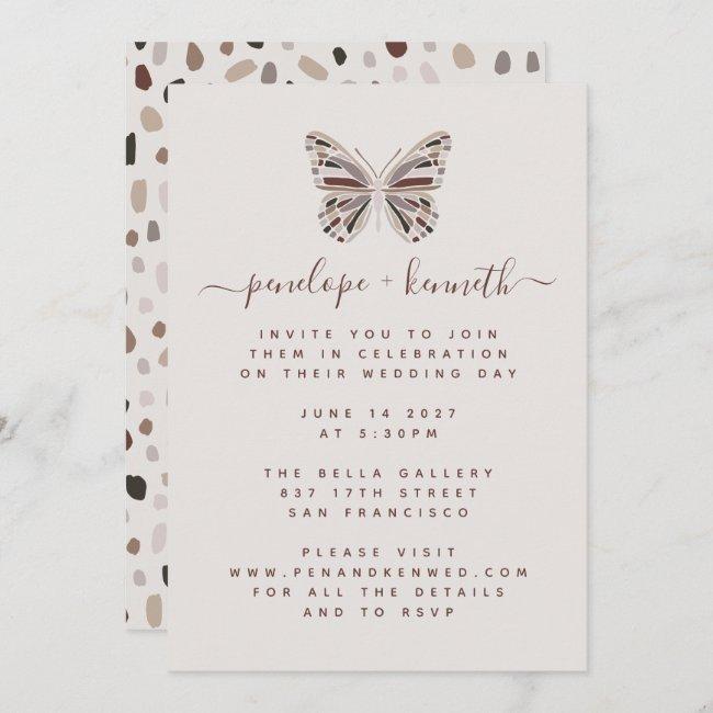 Simple Boho Butterfly Burgundy And Taupe Wedding