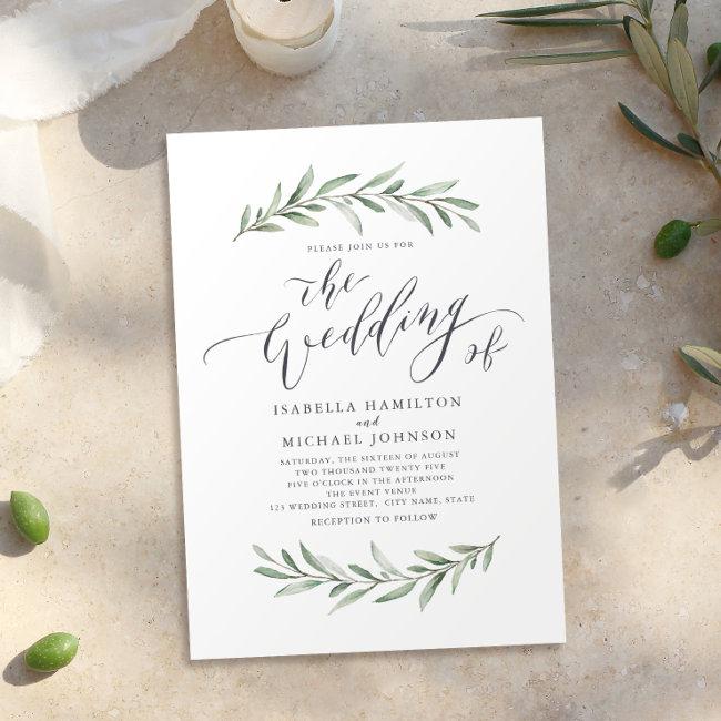 Simple Calligraphy Rustic Greenery Wedding