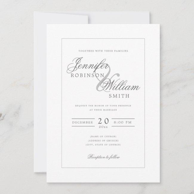 Simple Elegant Wedding Silver Grey Script
