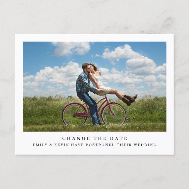 Simple Minimalist Photo Wedding Change The Date Announcement Post