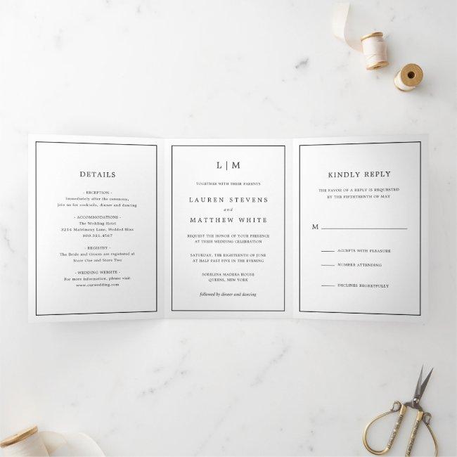 Simple Monogram Classic Elegant Wedding Tri-fold