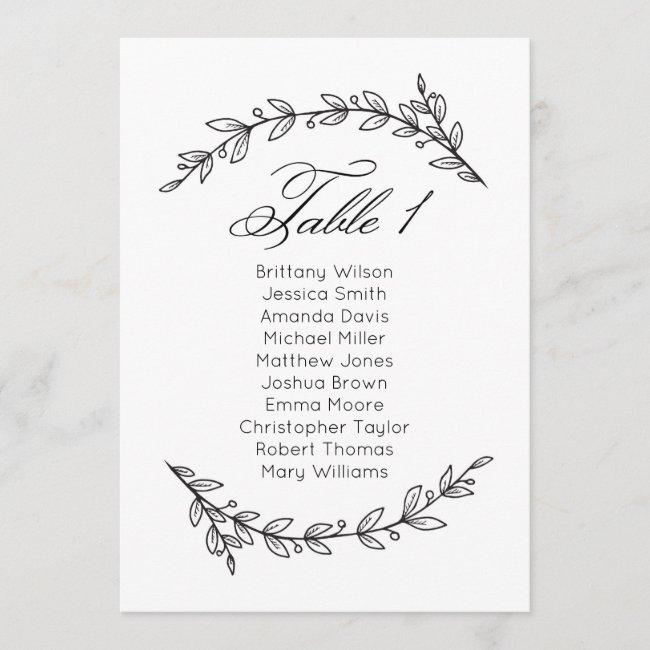 Simple Wedding Seating Chart Floral. Table Plan 1