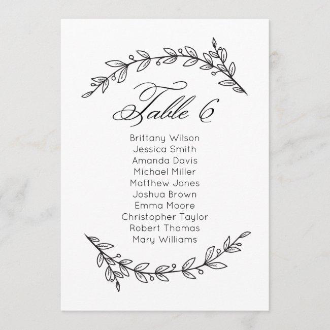 Simple Wedding Seating Chart Floral. Table Plan 6