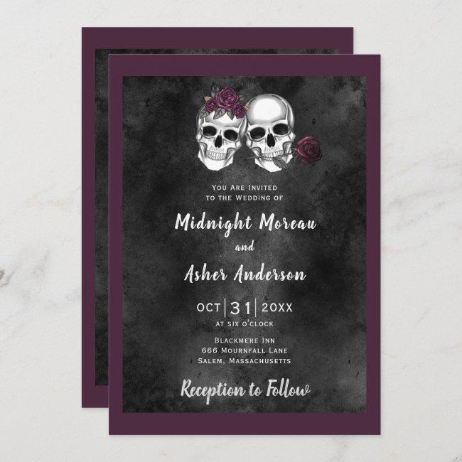 Skeleton Skull Couple Roses Gothic Wedding