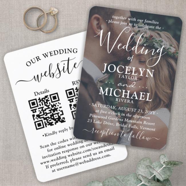 Small & Chic All-in-one Qr Code Rsvp Photo Wedding