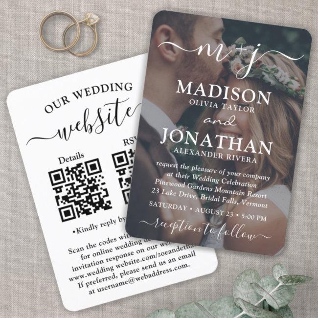 Small & Stylish All-in-one Qr Rsvp Photo Wedding