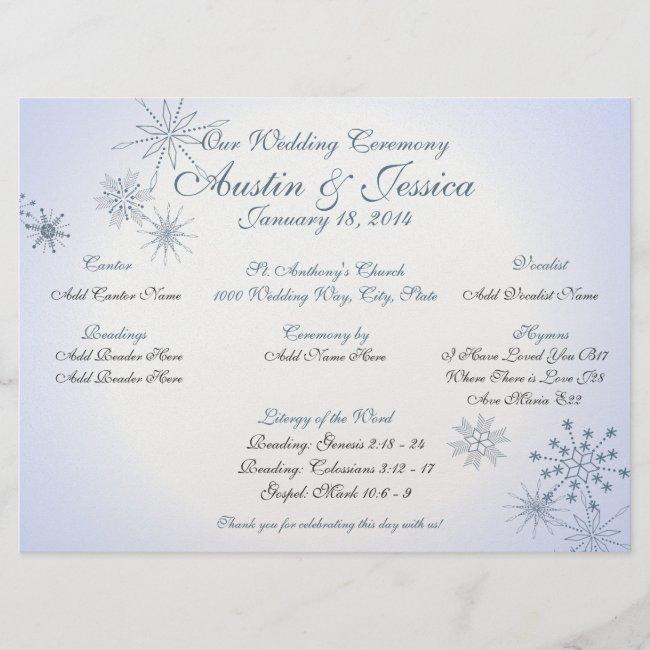Snowflake Ice Blue Wedding Program