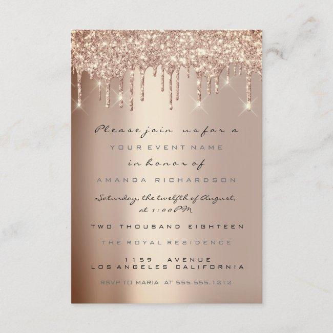 Spark Glitter Drips Rose Gold Baby Sweet 16th