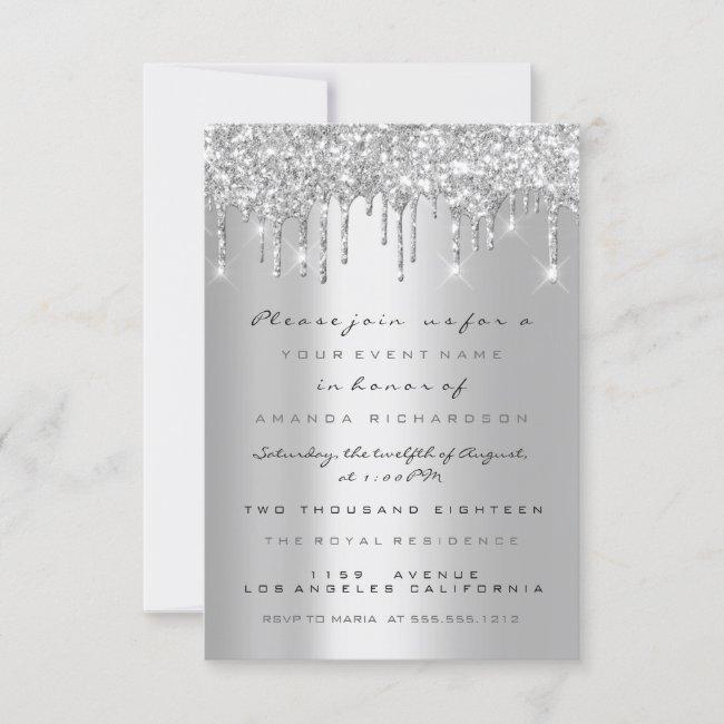 Spark Glitter Drips Silver Gray Baby Sweet 16th