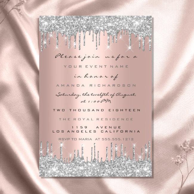 Spark Glitter Drips Silver Grey Baby Sweet 16th