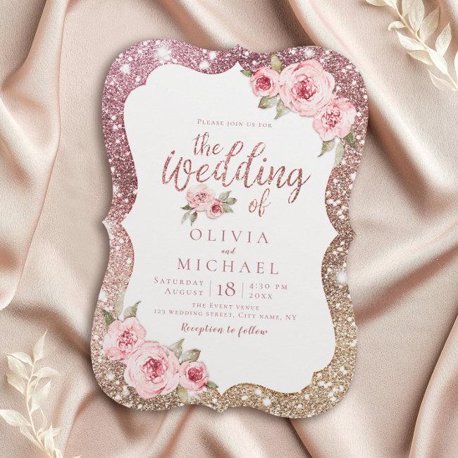 Sparkle Rose Gold Glitter And Floral Wedding