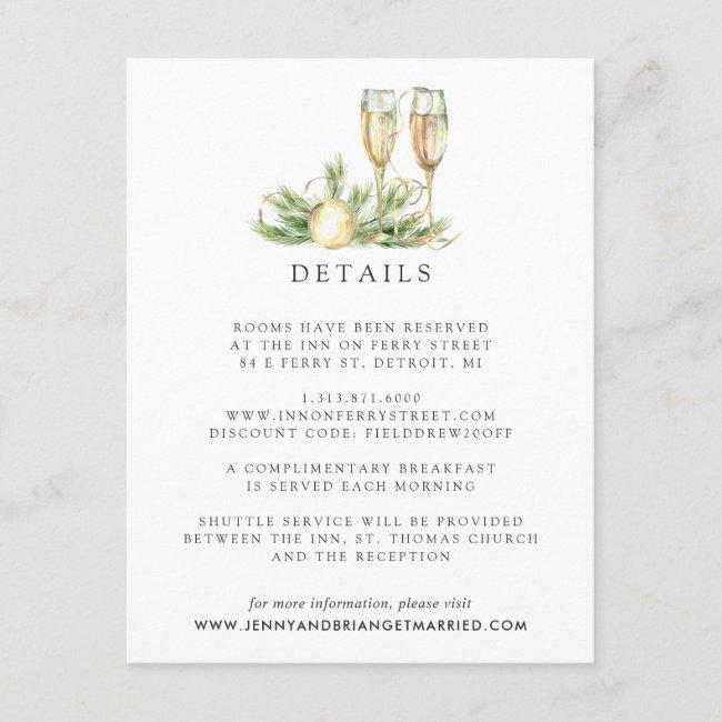 Sparkling Cheer | Winter Greenery Wedding Details Enclosure Card
