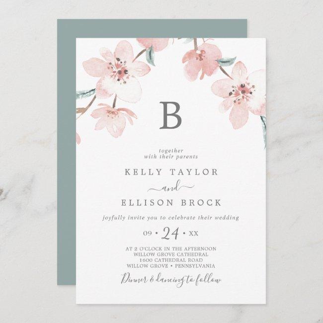 Spring Cherry Blossom Monogram Wedding
