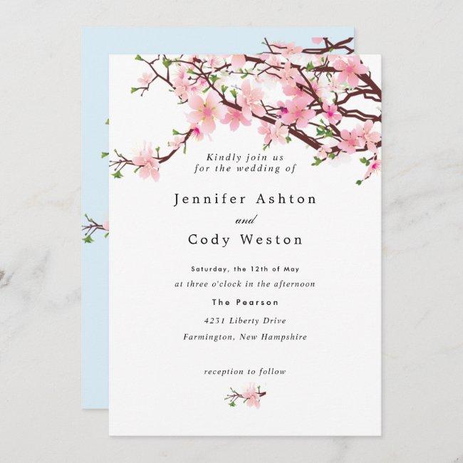 Spring Cherry Blossoms Pale Pink Blue Wedding