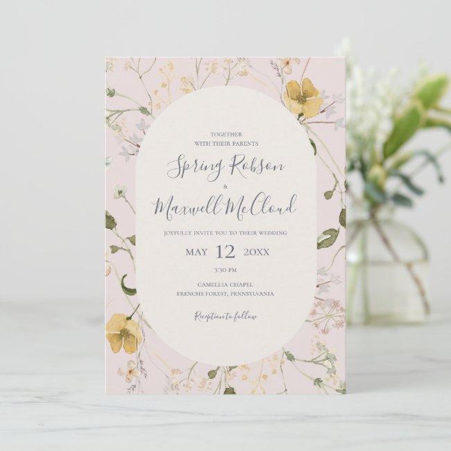 Spring Wildflower | Blush All In One Wedding Invit
