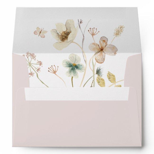 Spring Wildflower | Blush Wedding  Envelope