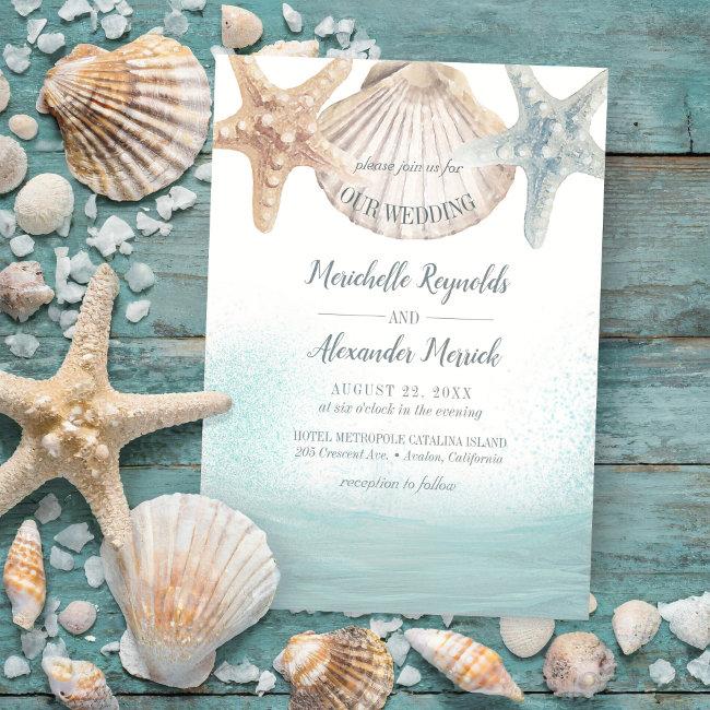 Starfish Seashells Nautical Beach Wedding