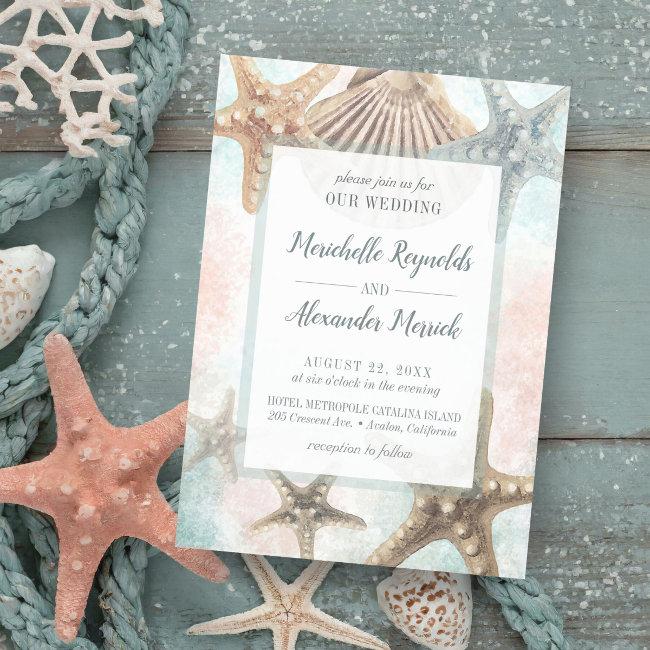 Starfish Seashells Tropical Beach Wedding