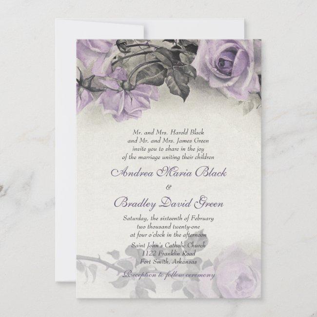 Sterling Silver Purple Rose Wedding