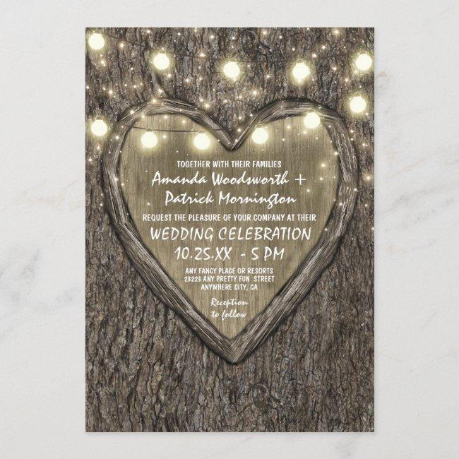 String Lights + Oak Tree Bark Wedding