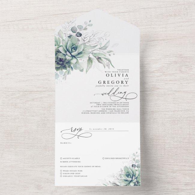 Succulents Greenery And Silver Leaves Wedding All In One