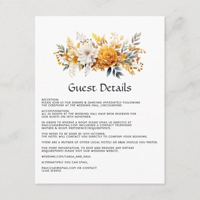 Sundial Floral Wedding Guest Details Enclosure Card