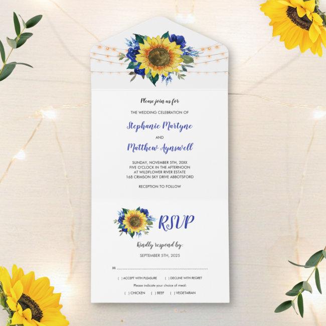 Sunflower Blue Roses Lights Floral Wedding All In One