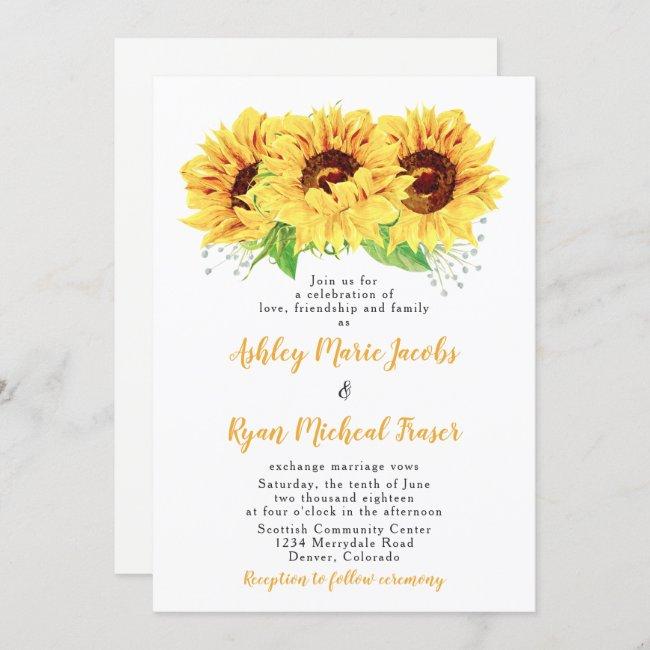 Sunflower Wedding  Watercolor Floral