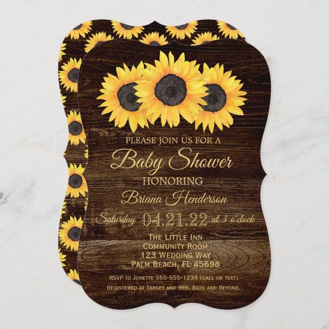 Sunflowers Baby Shower  Rustic Wood