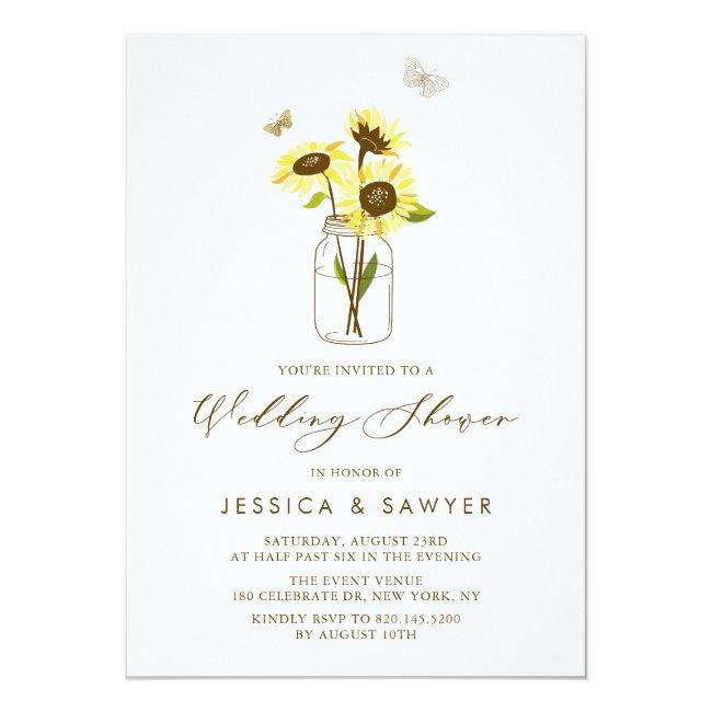 Sunflowers In Mason Jar Summer Wedding Shower
