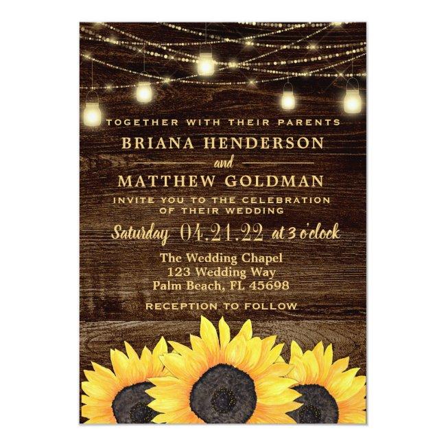 Sunflowers Mason Jar Lights Wedding
