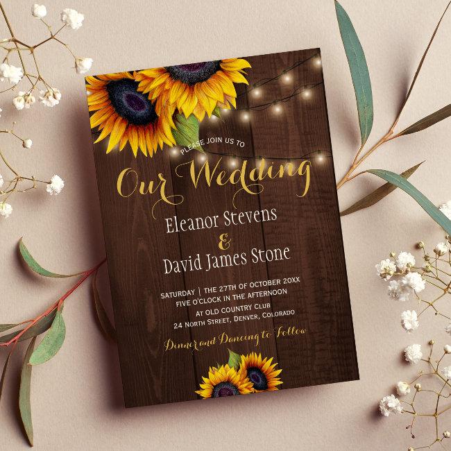 Sunflowers String Lights Fall Trendy Wedding