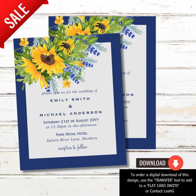 Sunflowers Yellow Blue Floral Wedding