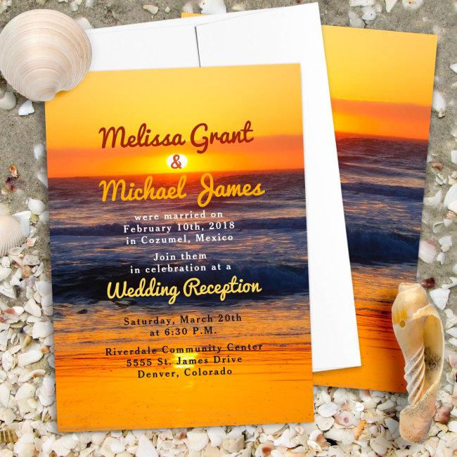 Sunset Beach Post Wedding Reception Only Invite