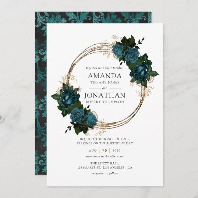 Teal And Gold Floral Wedding
