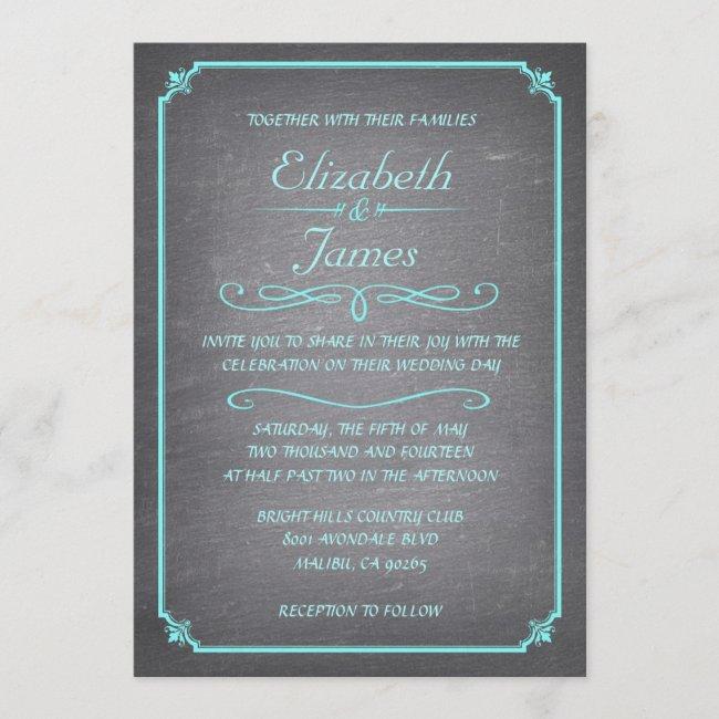 Teal And Silver Chalkboard Wedding