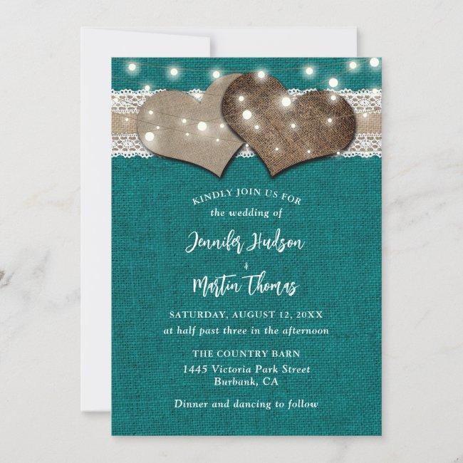 Teal Rustic Burlap And Lace Wedding