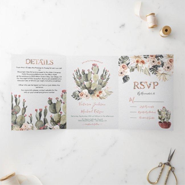 Terracota And Cactus Wedding Tri-fold