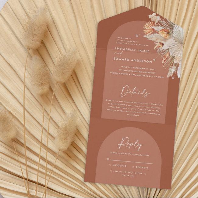 Terracotta Bohemian Pampas Grass Wedding All In On All In One