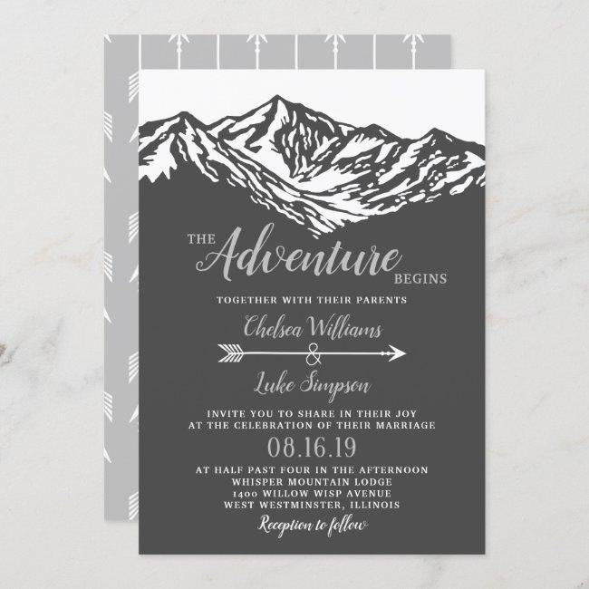 The Adventure Begins Mountain Wedding Gray