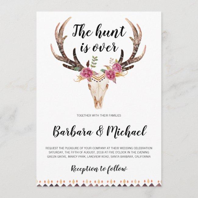 The Hunt Is Over Antlers & Skull Country Wedding