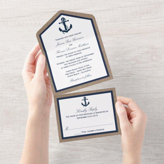 The Navy Anchor On Burlap Beach Wedding Collection All In One