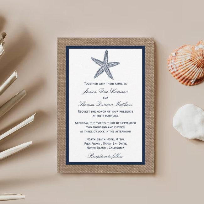 The Navy Starfish Burlap Beach Wedding Collection