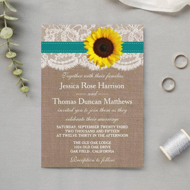 The Rustic Sunflower Wedding Collection - Teal