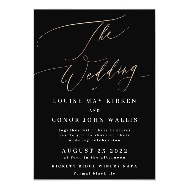 The Wedding Budget Yellow Gold Onyx Elegant Invite Flyer