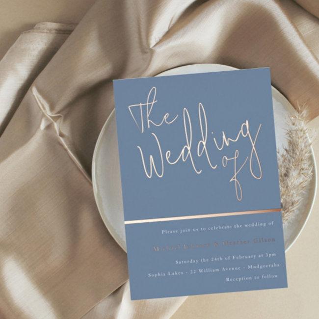 The Wedding Of: Dusty Blue & Real Rose Gold Foil