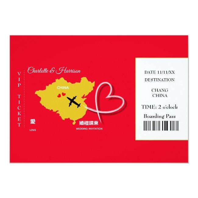 Ticket Boarding Pass Wedding Destination China